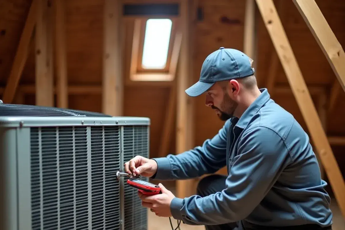 Technician measuring static pressure at an air handler before designing new ductwork