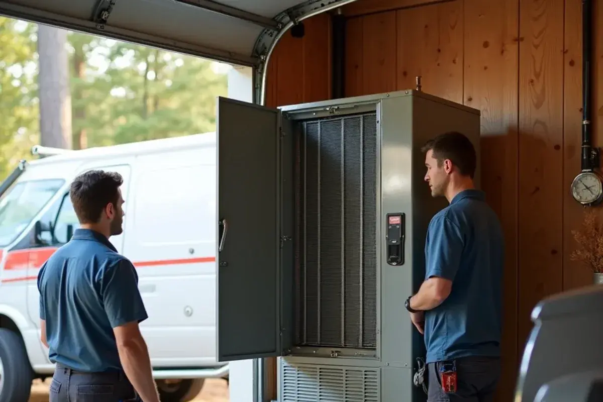 Whole-home media air cleaner cabinet installed on the return side of an air handler in Lexington County